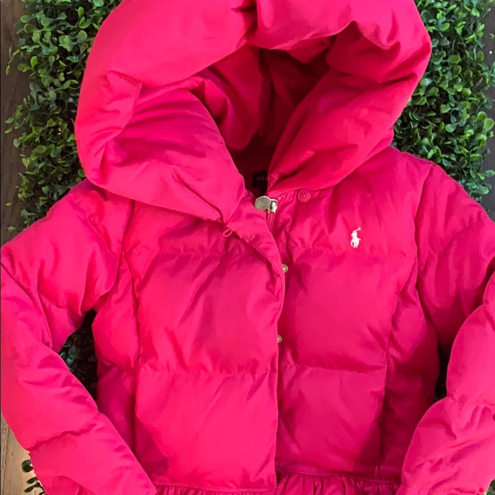 Ralph Lauren hot pink down puffer HUGE HOOD